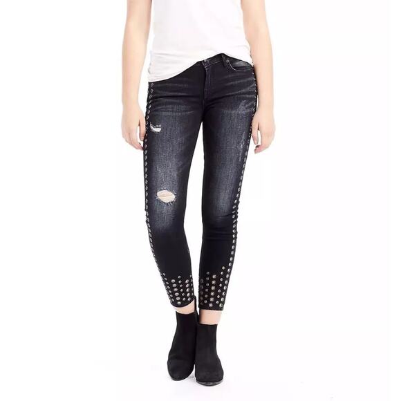 True Religion Women’s 29 Halle Mid Rise Super Skinny Jeans in Rock Solid Wash - Picture 2 of 14